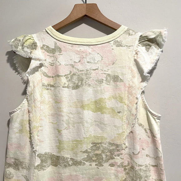 Camo Ruffle Flutter Top
