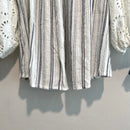 Eyelet Tassel Striped Top-11