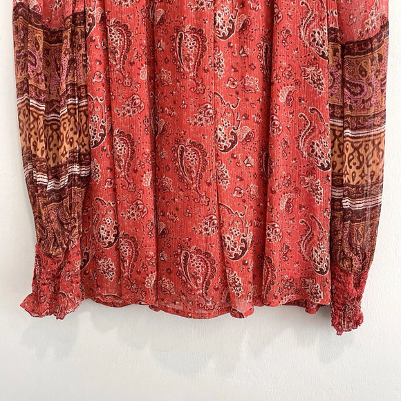 Paisley Smocked Sleeve Blouse
