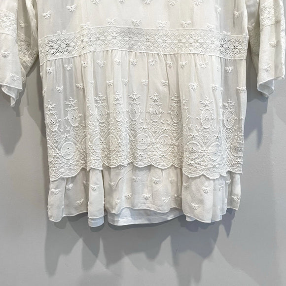 Silk Embroidered Eyelet Lined Top