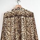 Tie Neck Button Down Leopard Print Top-9