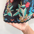 Embroidered Neck Floral Short Sleeve Top-13