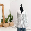 V-Neck Tiered Ruffle Hem Top-1