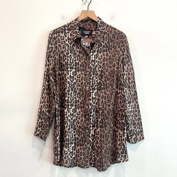 Leopard Silk Button Down Tunic