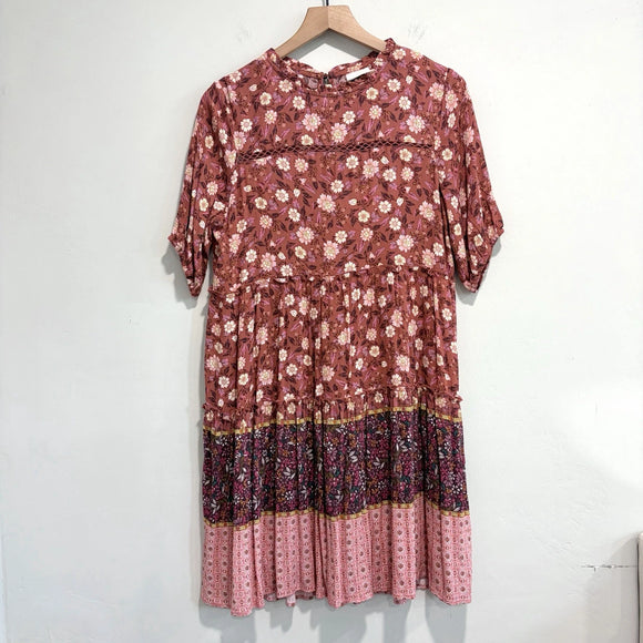 Floral Eyelet Ruffle Hem Dress