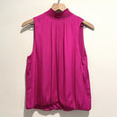 Smocked Mock High Neck Satin Top-2