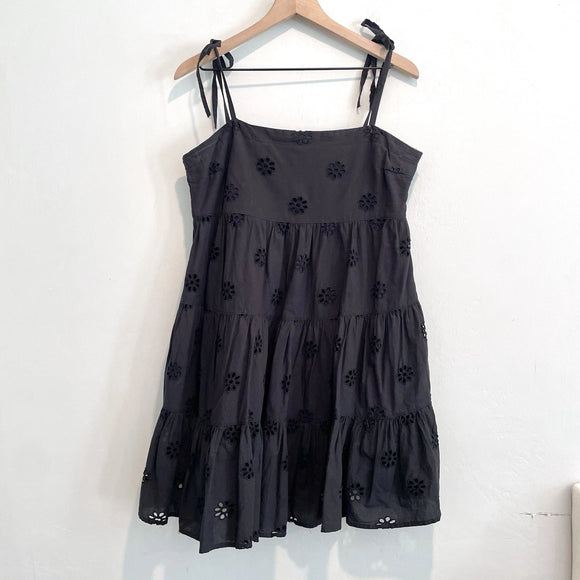 Tie Shoulder Eyelet Dress