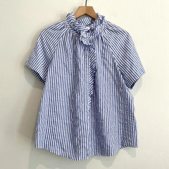 Striped Ruffle Button Down Top