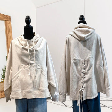 Hooded Lace Up Back Sweatshirt