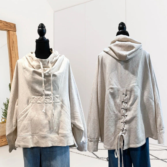 Hooded Lace Up Back Sweatshirt