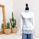 Lace Trim Long Sleeve Turtleneck-1