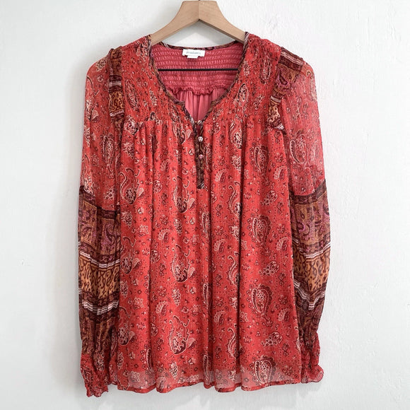 Paisley Smocked Sleeve Blouse