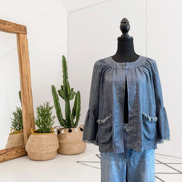 Raw Hem Chambray Jacket
