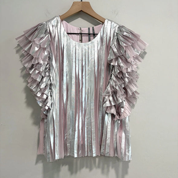 Foil Pleated Overlay Top