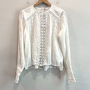 Crochet Lace Trim Button Back Top-2