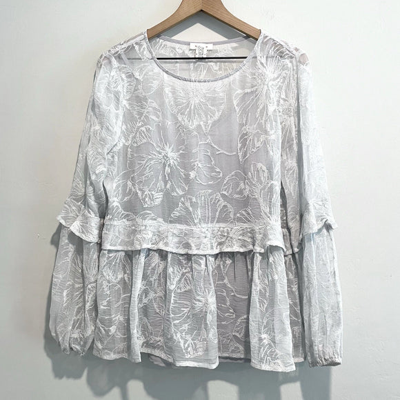 Silk Embroidered Ruffle Lined Top
