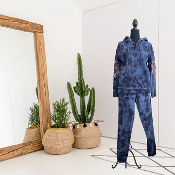 Embroidered Tie Dye Hoodie and Jogger Set