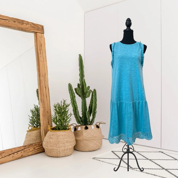 Ruffle Lace Trim Tank Dress