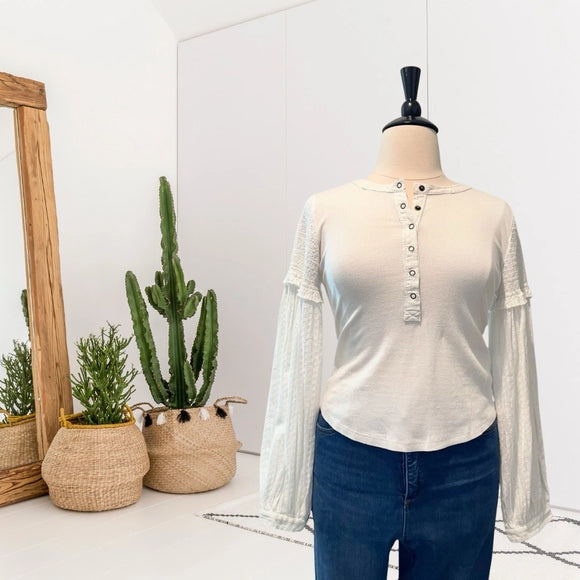 Henley Balloon Sleeve Top