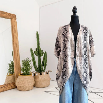 Snakeskin Open Front Cardigan