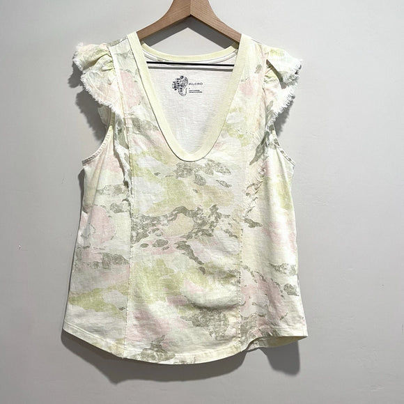 Camo Ruffle Flutter Top