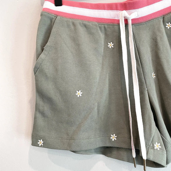 Daisy Embroidered Pajama Shorts