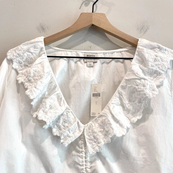 Lace Embroidered Cinch Front Top