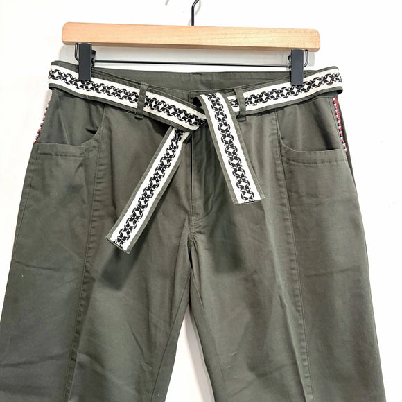 Lace-Up Ankle Embroidered Beaded Pants