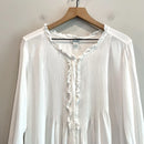 1/2 Button Pleated Ruffle Top-3