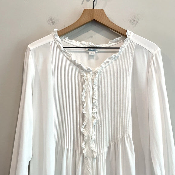 1/2 Button Pleated Ruffle Top
