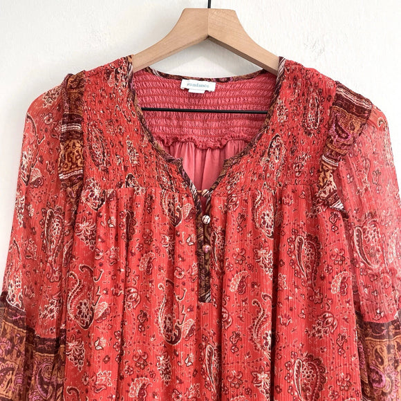 Paisley Smocked Sleeve Blouse