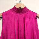 Smocked Mock High Neck Satin Top-3