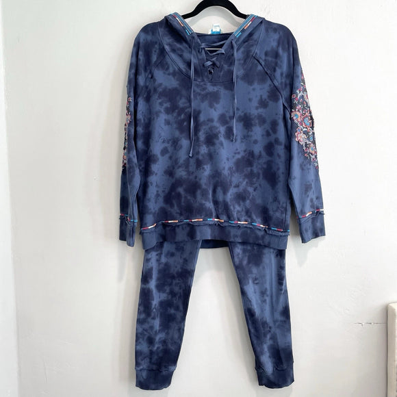 Embroidered Tie Dye Hoodie and Jogger Set