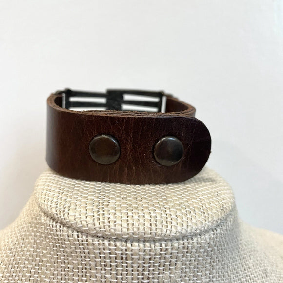 Leather Crystal Cuff Bracelet