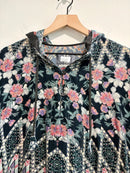 Burnout Geometric Floral Velvet Hoodie Top-3