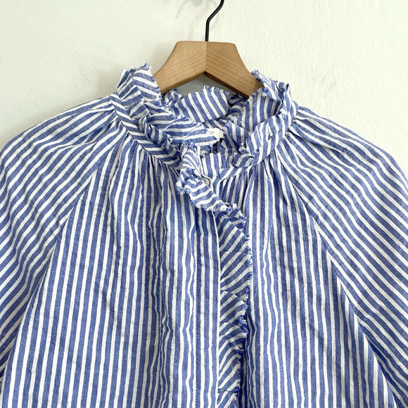 Striped Ruffle Button Down Top