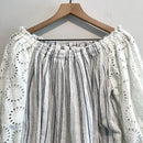 Eyelet Tassel Striped Top-3