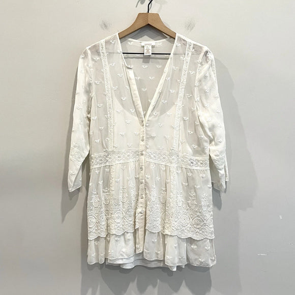 Silk Embroidered Eyelet Lined Top