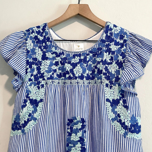 Floral Embroidered Striped Top