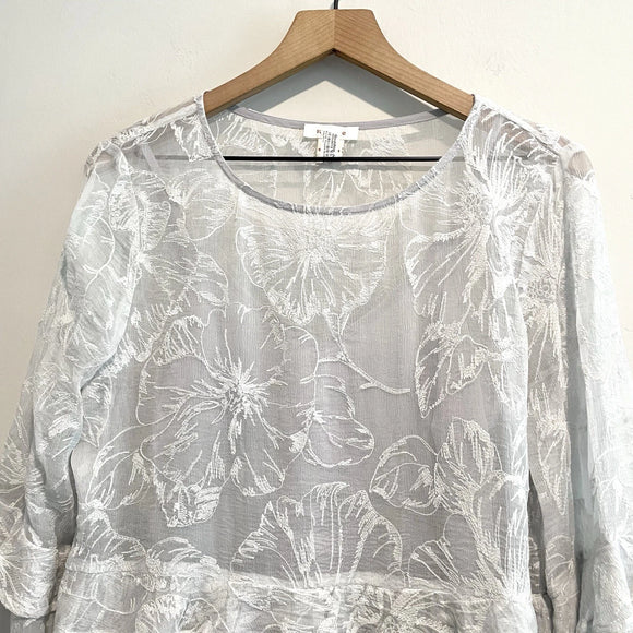 Silk Embroidered Ruffle Lined Top