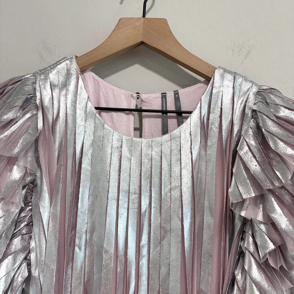 Foil Pleated Overlay Top