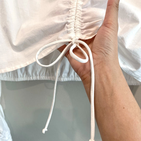 Lace Embroidered Cinch Front Top