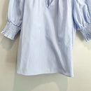Smocked Striped Tie Neck Top-4