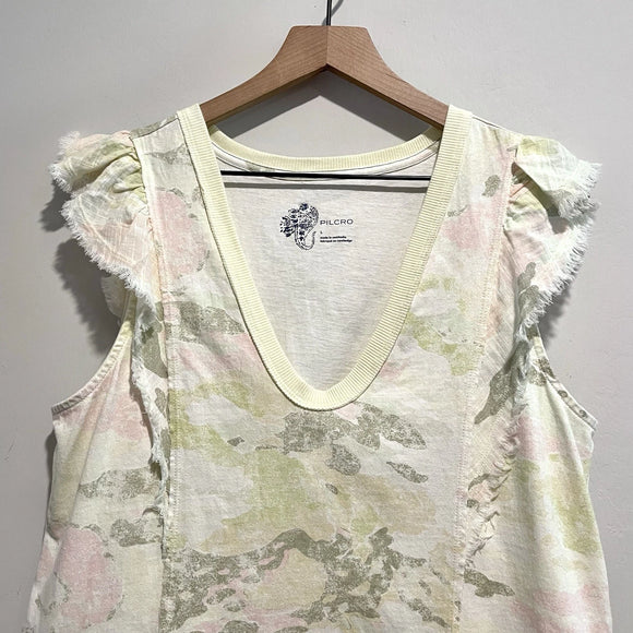 Camo Ruffle Flutter Top