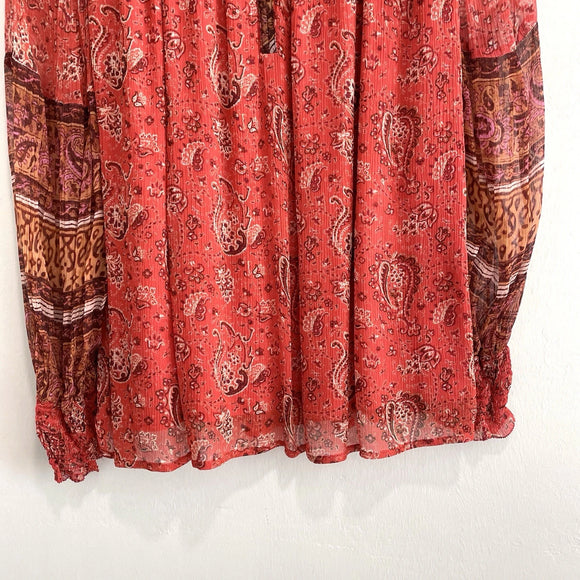 Paisley Smocked Sleeve Blouse