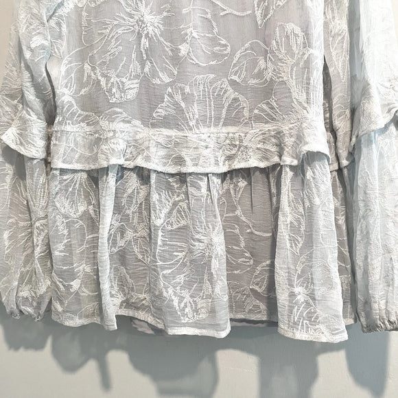 Silk Embroidered Ruffle Lined Top