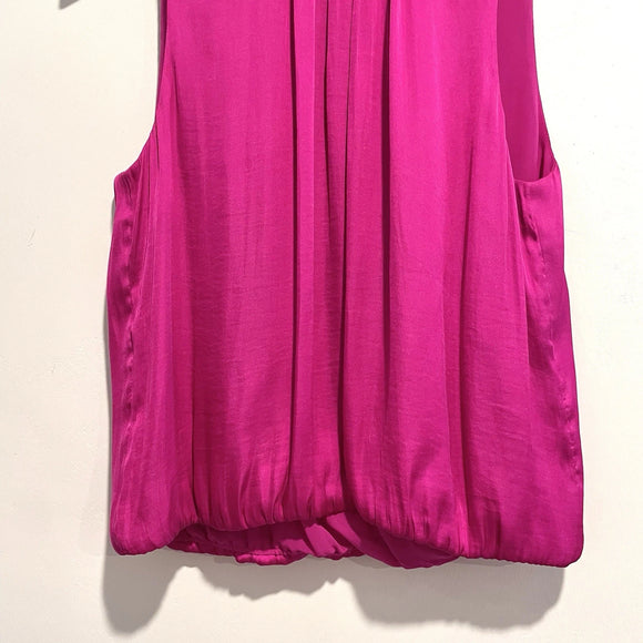 Smocked Mock High Neck Satin Top