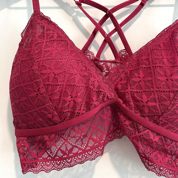 Wireless Cross Back Lace Bralettes