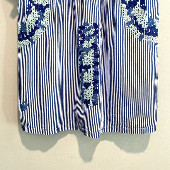 Floral Embroidered Striped Top