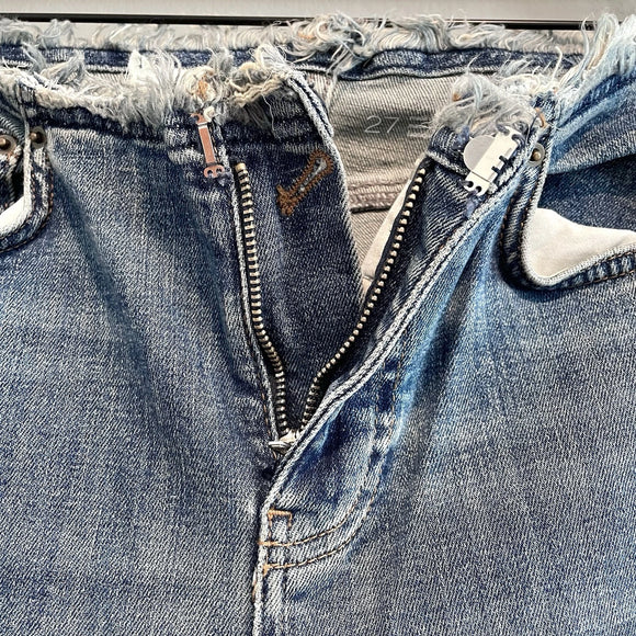 Cut Off Frayed Waist Bootcut Jeans